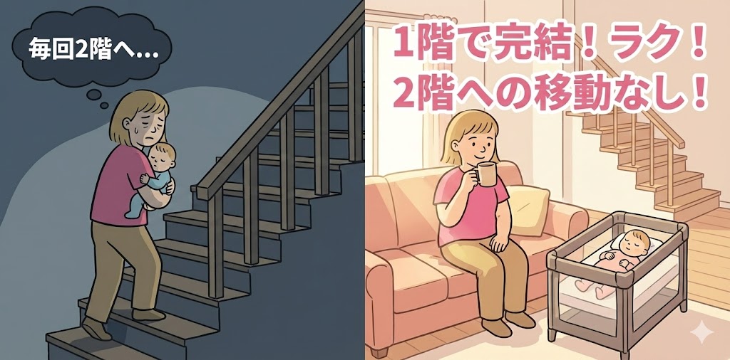 リビングは移動式ベビーベッドが良い理由の画像